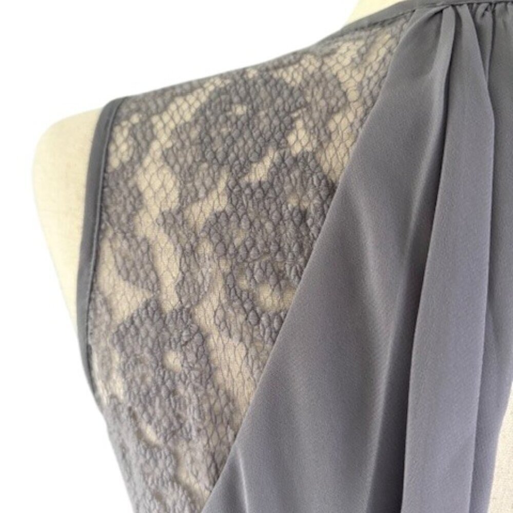 Bari Jay Bridesmaid Grey Chiffon Dress Style 1631 Shadow V Neck Pleated Sz 6 NWT - Picture 16 of 16